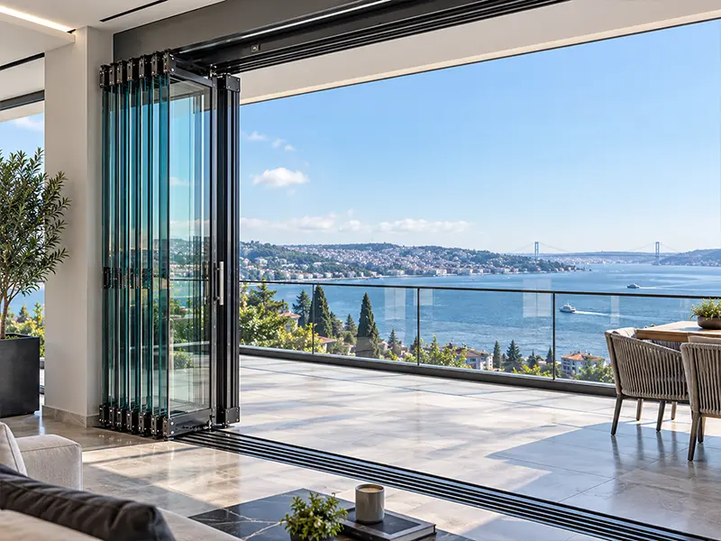 Katlanır Cam Balkon 8mm Tekerlek ve Ray Mekanizması